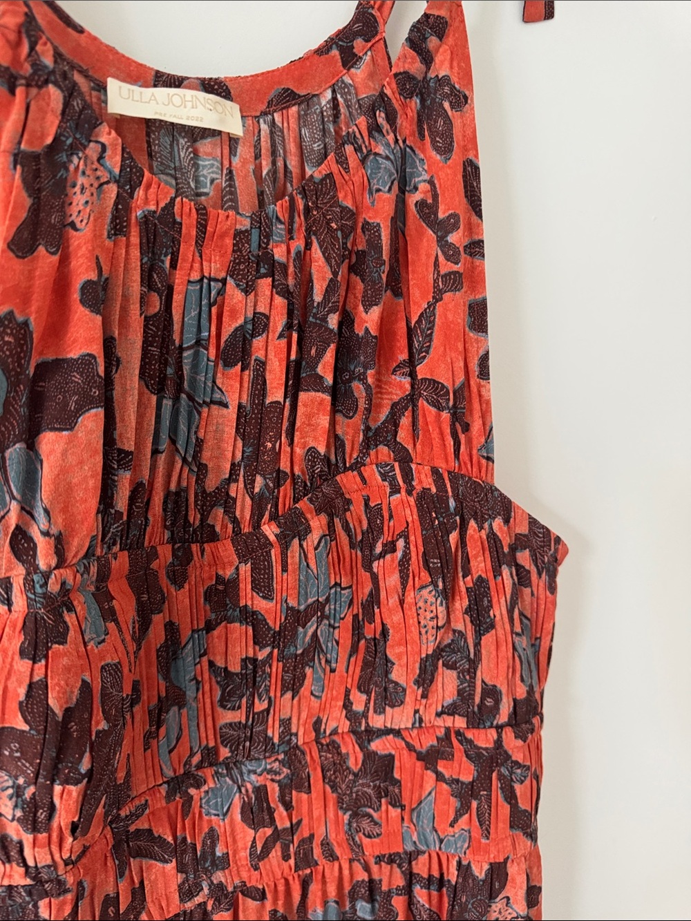 ULLA JOHNSON Amalthea Pleated High-Neck Midi Dress Size 8 - Picture 4 of 12